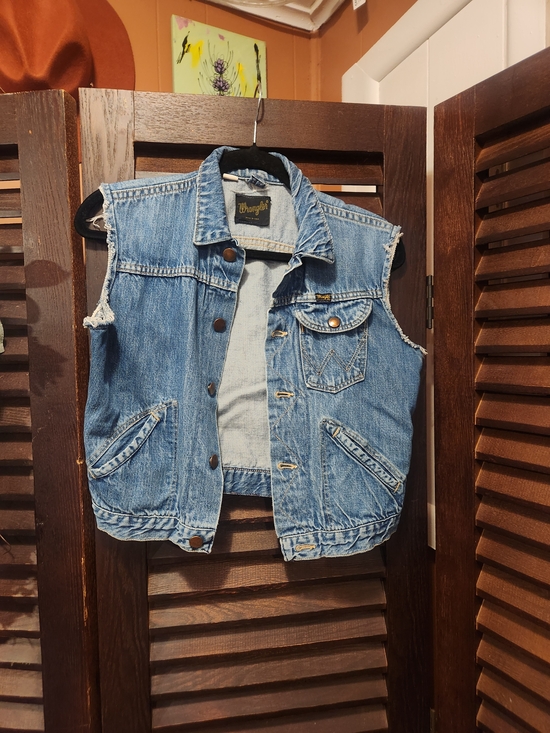 Wrangler Jackets & Blazers - Wrangler Light Blue Denim Sleeveless Vest